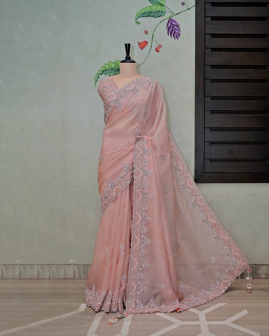 Peach Organza Saree image 0