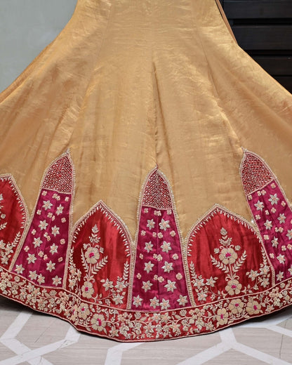Golden Tissue Lehenga with Embroidery image 4