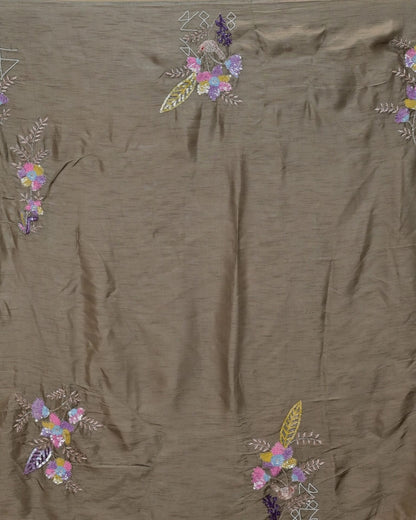 Mouse Grey Organza Saree with Multi-Sequence Work image 5