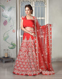 Red Silk Bridal Lehenga image 0