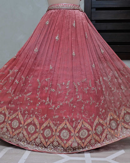 Tissue Lehenga with Striped Dupatta image 2
