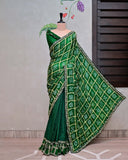 Green Ghatchola Saree with Frill Border image 1