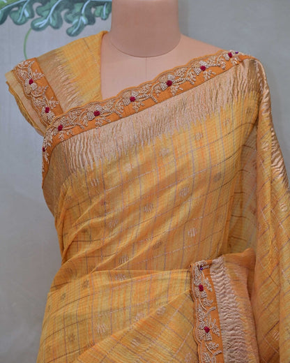 Yellow Handloom Saree image 2