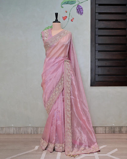 Pink Tissue Saree image 1
