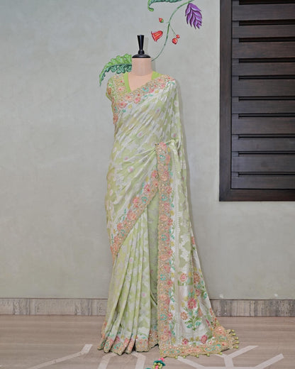 Lime Green Khaddi Saree image 0