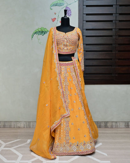Mustard Yellow Lehenga with Gota Work image 0