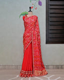 Red Ghatchola Saree with Frill Border image 0