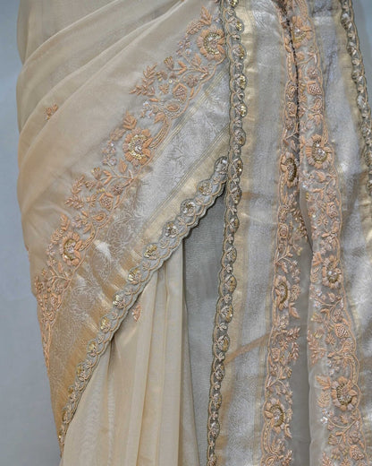 Tissue Weave Saree with Double Border image 3