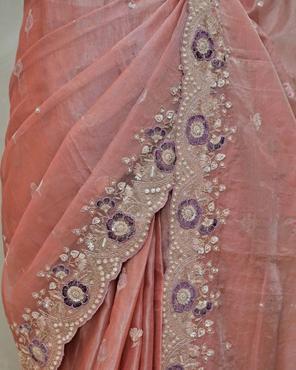 Chanderi Tissue Saree with Booty Work image 4