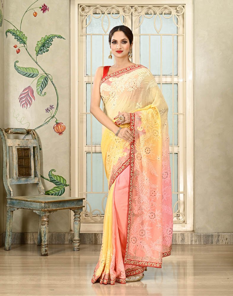 Buy Fabulous Peach Color Lycra Saree Online - SREV2539 | Appelle Fashion