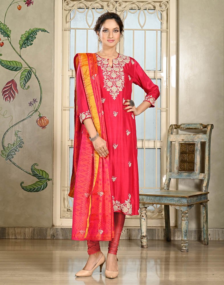 Buy Fandango Pink Layered Kurti With Patola Print And Thread Embroidery  KALKI Fashion India