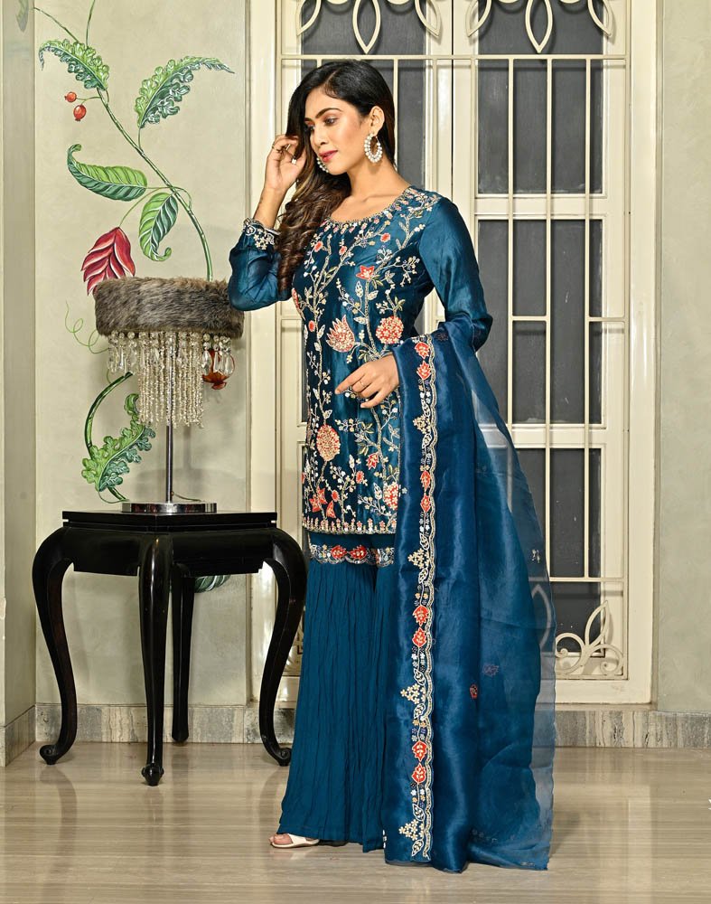5104 Sky Blue Sharara Suit – Shama's Collection