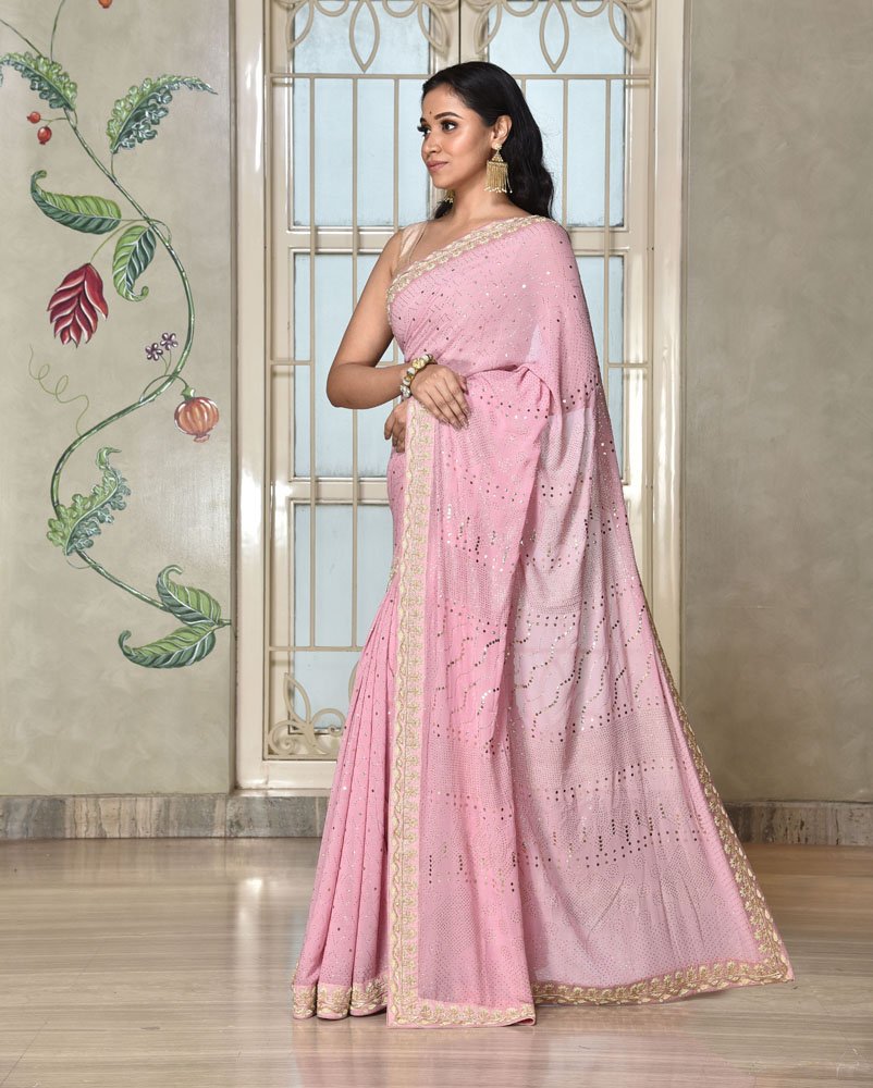 Pure Chiffon Mukesh Work Sarees – siri designers